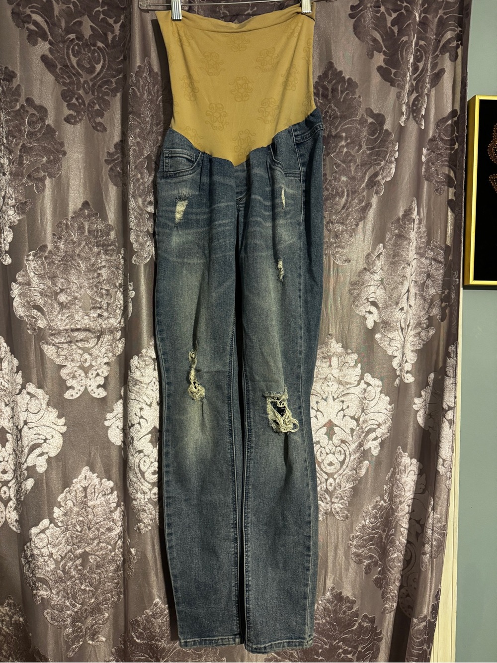 Jessica Simpson Maternity Secret Fit Belly Skinny Distressed Blue Denim Jeans S